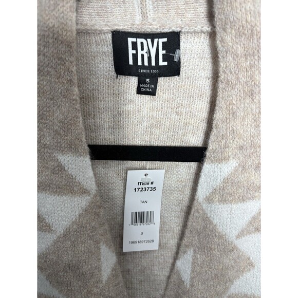 FRYE Tan Cardigan Sweater Size Small Aztec‎ Open Front - Picture 2 of 4